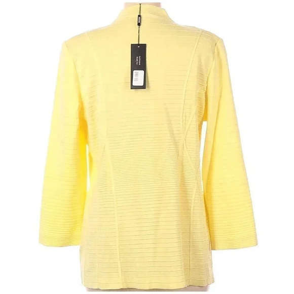 NWT Misook Textured One-Button Lemon Yellow Jacket Blazer Cardigan Size … - Picture 3 of 7